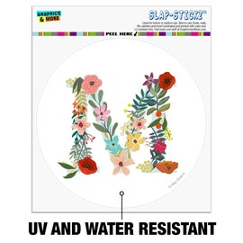 Letter M Floral Monogram Initial Automotive Car Window Locker Circle Bumper Sticker