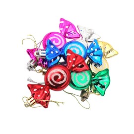 Sewroro Christmas Candy Ornaments Sweets Candy Ornaments Xmas Tree Hanging Decorations Glitter Lollipop Ornaments A Box of Six