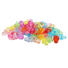 100Pcs Acrylic Pacifier Birthday Party Decoration Baby Baptism Soothing Mini Color Toys (Transparent mixed colors)