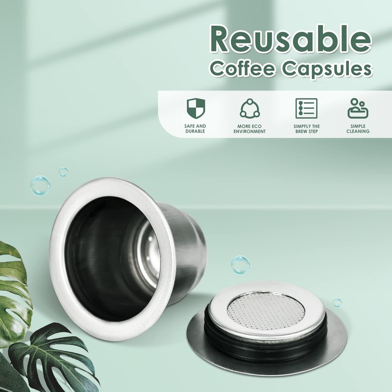 LIHONG Reusable Coffee Pods, Stainless Steel Reusable Coffee Capsules, Reusable