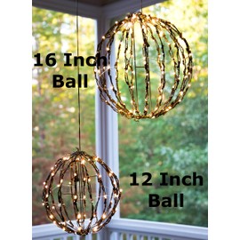 Elf Logic 16” Outdoor/Indoor LED Christmas Light Ball with Automatic Timer. Durable, Waterproof, Long-Lasting, Lightweight Bright Light Ball. Warm LED Lights for Holiday Decor, Patio, Wedding Decor