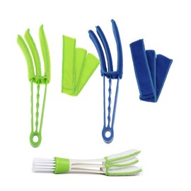 Window Blind Cleaner Duster Brush Set of 3 Brushs with 2 Microfiber Sleeves - Blinds Cleaner Tools for Window Shutters Blind Air Conditioner Jalousie Dust