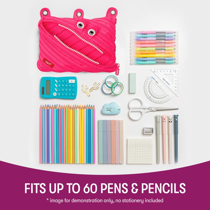 ZIPIT Monster Pencil Case for Girls, Cute 3-Ring Binder Pencil