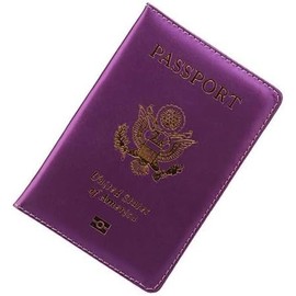 Blessingshub Ultra Slim Wallet Passport Holder for Travel PU Leather Slim Passport Cover Case Protector with Waterproof Slot,Vacation Plane Cruise Travel Essentials for Women and Men (Purple)