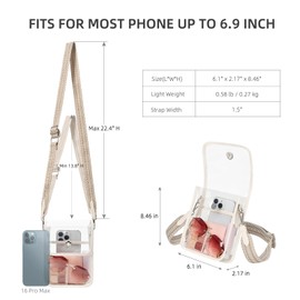 JANTHYE Clear Bag Stadium Approved, Small Clear Crossbody Bag With Adjustable Strap For Concerts, Festival Events (White)