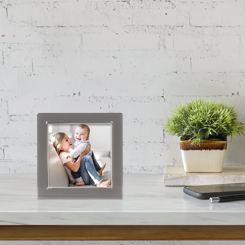 Lawrence Frames Grey Metal Photo Frame 4" x 4"