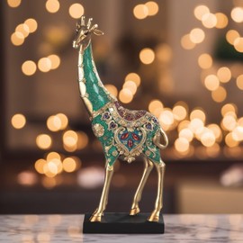 ICE ARMOR Hand Painted 16.25" H Green Giraffe Figurine Statue Sculpture Ornament Decoration Home/Room Decor Ideas for Housewarming, Holidays and Birthdays Great Collectible