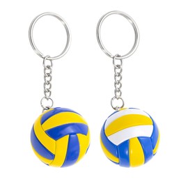 TOZBLEU 2 x volleyball key rings, volleyball key rings, basketball keychain, mini sport simulation key chain, sport style key ring, pendant for bag, hanging ornaments, keychain