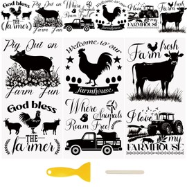 WANDIC UV Farmhouse Rub on Transfer Stickers,3 Sheets Black and White Farm Animal Truck Transfer Decals Waterproof for Furniture Glass Home Decor, 15 * 30cm