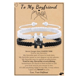 Valentines Day Gifts, Matching Bracelets for Couples Valentines Day Gifts for Her Boyfriend Girlfriend Long Distance Bracelet Matching Couple Stuff Anniversary Birthday Christmas Jewelry, Adjustable,