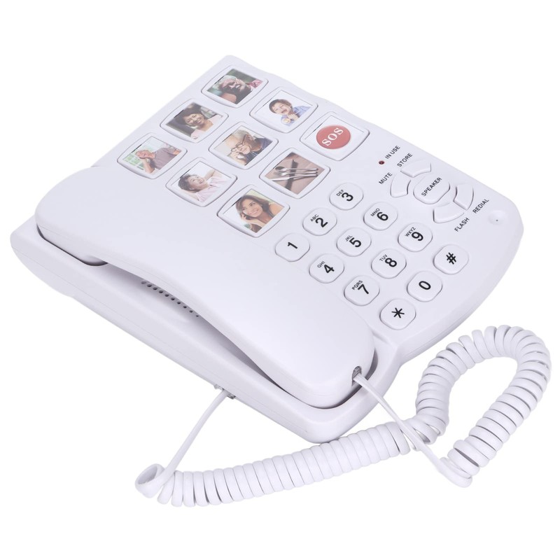 Telephone Landline, Ld-858Hf Wired Big Buttons Fixed Phone Photo Storage