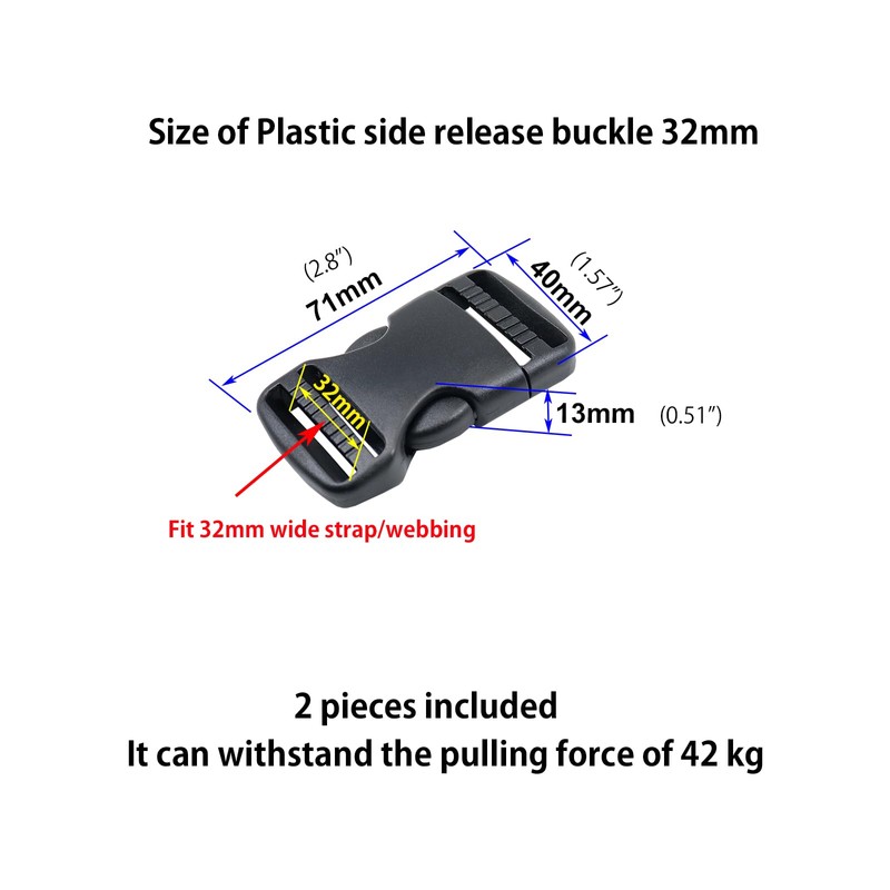 Baikeen Plastic Side Release Buckles 15mm/20mm/25mm/32mm/38mm/50mm Heavy Duty Plastic Buckle