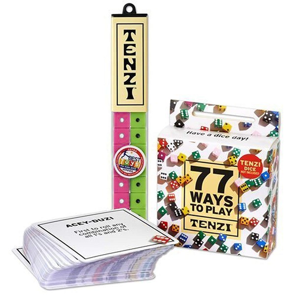 TENZI Dice Party Game Bundle with 77 Ways to Play TENZI - A Fun, Fast Frenzy for The Whole Family - 4 Sets of 10 Colored Dice with Storage Tube - Colors May Vary