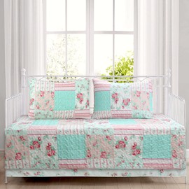 Cozy Line Tiffany Pink Garden Floral Patchwork Print Pink - 7 Piece