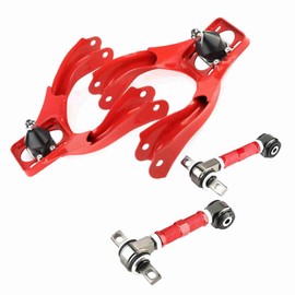 Red Front+Rear Camber Arm Control Suspension Kits Alloy Steel Fit For Honda Civic 1992-1995,for Honda Del Sol 1993-1997,for Acura Integra 1994-2001