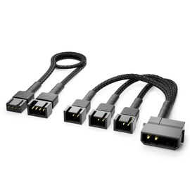 deleyCON deleyCON 15cm 2-Pin Molex 12V Lfter Y-Kabel Verteilerkabel auf 3X 3-Pin Stecker (2-polig) + 30cm PWM Lfter Verl?ngerungskabel 4-Pin - 3 Geh?uselfter an EIN Netzteil - Schwarz