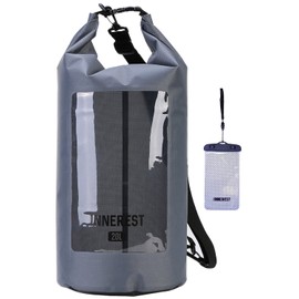 Innerest Waterproof Dry Bag Lightweight Sack for Outdoor Water Recreation Beach Boating Camping Fishing Kayaking with a Free Gift (Window Grey, 20L)