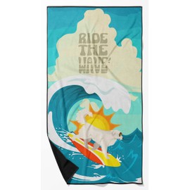 Caroline's Treasures MLM1231TWL3060 Surfer Dog Great Pyrenees Premium Beach Towel Oversized Towel Beach Blanket, Pool, Beach Essentials, Yoga, Premium Bath Towel, Quick Dry Plush