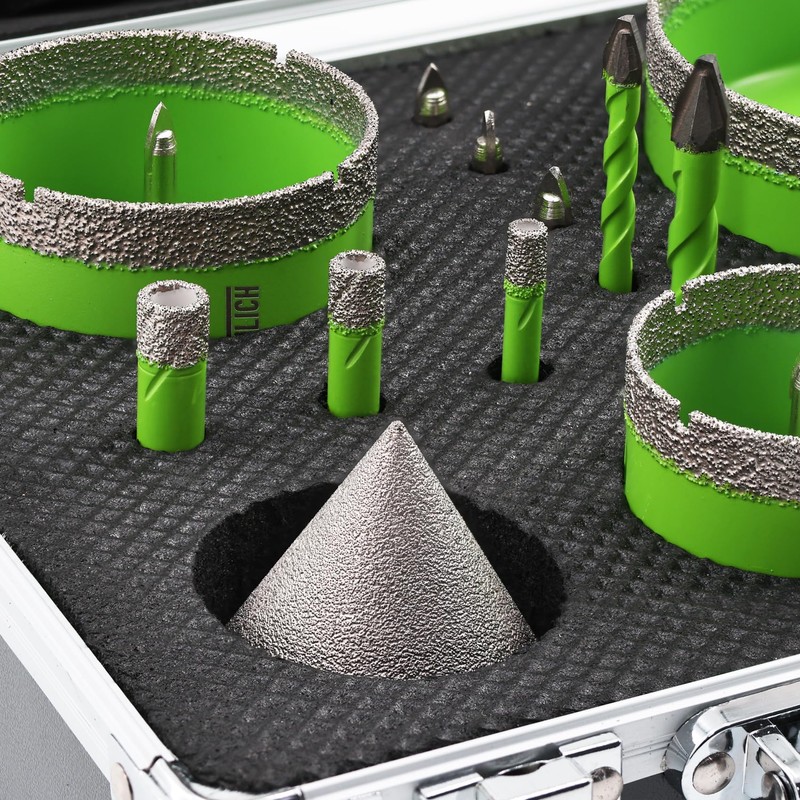 Diamond Hole Saw Kit, 16PCS Tile Hole Saw Kit 6/8/10/25/35/50/65/100+20mm