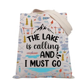 BDPWSS The Lake Is Calling And I Must Go Lake Themed Gifts Lake Life Tote Bag For Women Friend Summer Boating Lover Gift (Lake is calling TGCA)