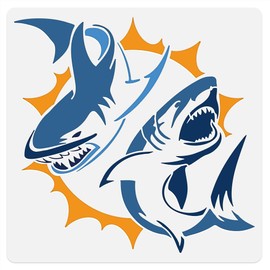 Shark Wall Stencil Template 30 x 30cm Reusable Plastic Ocean Sea Creature Themed Stencil for Painting on Wood Wall Floor Fabric Glass DIY Home Decor
