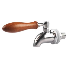 1 Pack Stainless Steel Spigot Long Wooden Handle Beverage Dispenser Spigot Replacement Metal Faucet for Glass Jar, Drink Dispenser by MUGLIO