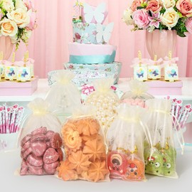 ENNIYU ENNIYU 100PCS Premium Sheer Organza Bags, Wedding Favor Bags with Drawstring, 4x6 inches Jewelry Gift Bags for Party, Jewelry, Festival, Makeup Favor Bags, Net gift bags, Drawstring goody bags