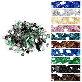 onlyfire 10 Pounds Blended Reflective Fire Glass for Fire Pit Fireplace and Landscaping, 1/4 Inch Mixed Colored High Luster Fireglass Rocks for Outdoor ＆ Indoor - Onyx Black+Platinum+ Light Green