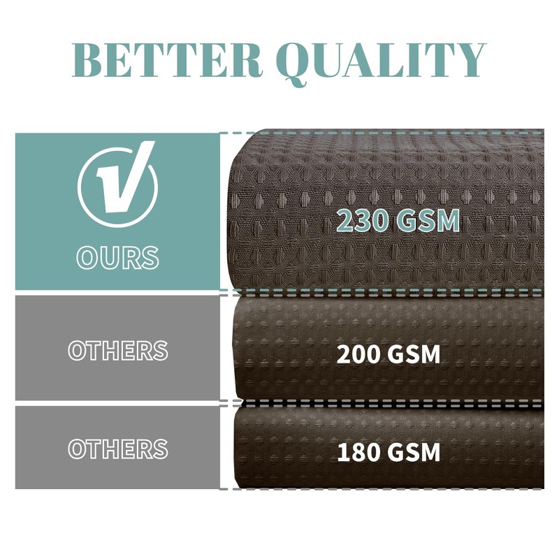 eachope Brown No Hook Waffle Weave Shower Curtain with snap-in