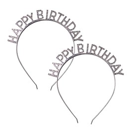Happy Spring Birthday Headband Set of 2 (Silver)