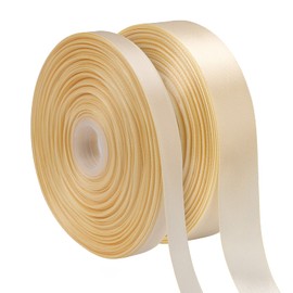 Swedin 2 Rolls (1”×50 Yards, 1/2”×50 Yards) Cream/Ivory Satin Ribbon for Gift Wrapping, Wedding, Bow Making & Other Projects