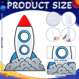 Amyhill 5 Ft Rocket Cardboard Cutout Life-Size Spaceship Photo Props Outer Space Backdrop Decorations Rocket Stand Up for Space Birthday Party Decoration Astronaut VBS Theme Party Science Supplies