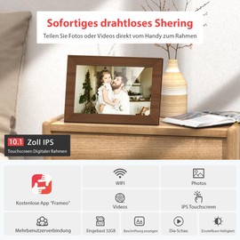 Fine Life Pro 10 Inch WiFi Digital Picture Frame, 1280 x 800 HD IPS Touchscreen Photo Frame, 32 GB Memory, Pictures Automatically Change, Wall Mountable (White, Frameo 10 Inches)