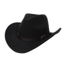GEMVIE Men's Ten Gallon Hat, Cowboy Hat, Medium Folding Hat, Belt Decoration, Solid, Wide Brim, Men's, Large Size, Sun Hat, Western Travel Hat, Unisex, Fashionable, black3