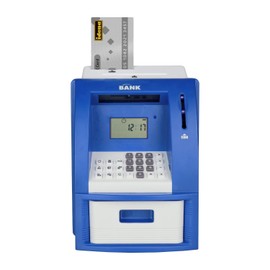 Idena 50060 - Digital Money Box for Children with Sound, ATM in Blue and White with Small Display, Coin Counter and a PIN Protected Credit Card