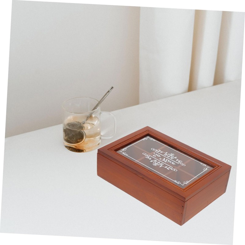 ABOOFAN Wooden Tea Bag Organizer with Compartments Stylish Storage Box
