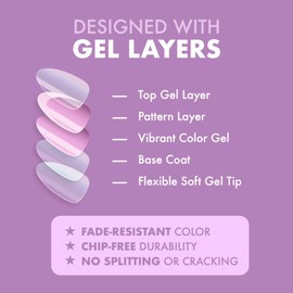MOYOU LONDON Gel Press On Nails - Elegant Short Almond French Tip False Nails, Long-lasting & Comfortable Soft Fake Nails with Glue, Reusable Natural Stick On Nails for Women, 32 Pcs in 16 Sizes