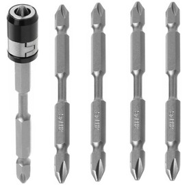 Bestgle 5 Pieces 100 mm Double Head Long Phillips Screwdriver Bits Set S2 Steel Cross Head Bit (1/4 Inch) Hex Shank Magnetic Screwdriver Bit Set