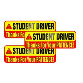 GLSOWEE 3PCS Student Driver Magnet for Car, 12"×4" Reflective 'Thanks for Your Patience' Auto Safety Sign for Rookies, Reusable Vehicle Exterior Sticker for Bumper, Window (Student Driver V1)