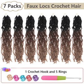 Ombre Faux Locs Crochet Hair Soft Locs 36 Inch 7 Packs Crochet Locs Natural Long Locs Crochet Hair For Women Synthetic Pre looped Crochet Braids (36 Inch (Pack of 7), 1B/30/27)