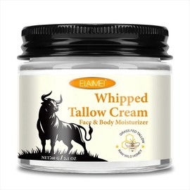 ELAIMEI Beef Tallow for Skin 60g - Organic Grass Fed Beef Tallow Deeply Moisturizing Lotion with Honey Balm - All-Natural Handmade Face Lotion beef  tallow  face  cream - Specification: ELAIMEI Beef Tallow Cream 60g*3