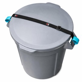 SideArm by BinClaw – Heavy-Duty Trash Can Lock for Round Cans with Handles, Universal Fit (32–96 Gal), Dual Clasp Protection, No Tools Installation, Animal & Wind Resistant, Touch-Free Lid Lift (Blue)