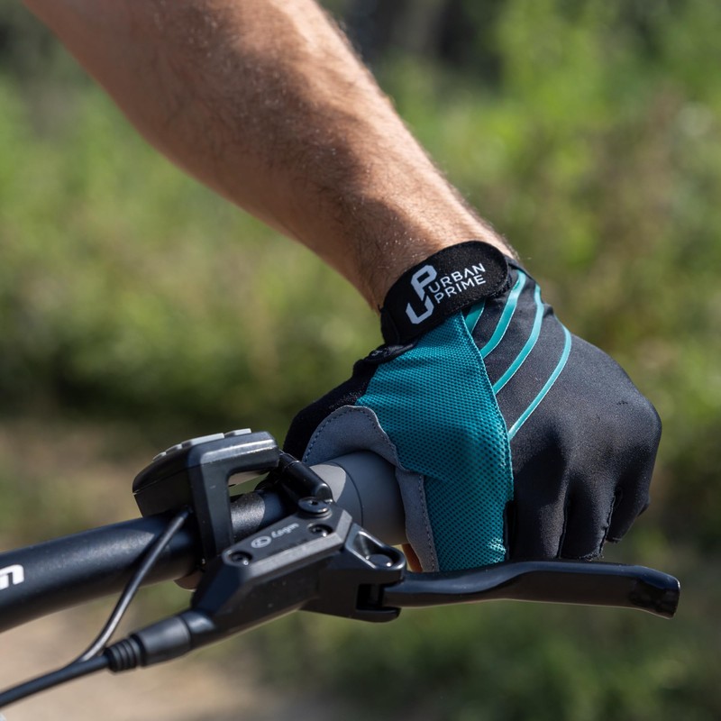 Urban Prime Short Gel Padded Gloves Teal Green Cycling Gloves
