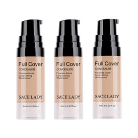 3 Pack Pro Full Cover Liquid Concealer, Waterproof Smooth Matte Flawless Finish Creamy Concealer Foundation for Eye Dark Circles Spot Face Concealer Makeup, Size:3×6ml/0.20Fl Oz, Natural