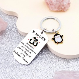 Uerifr Romantic Gifts for Boyfriend Cute Penguin Keychain for Bf Couple Gifts for Him Wedding 1 Year Anniversary Present for Couple Husband Birthday Gift for Men Valentines Day Stuff for Boyfriend