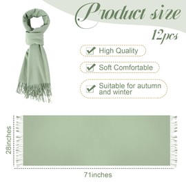 Haysandy 12 Pcs bulk Pashmina Shawls for Wedding Women Scarf Bridesmaid Shawls and Wraps Party Gift for Guest (Bean Green,71 x 28 in)