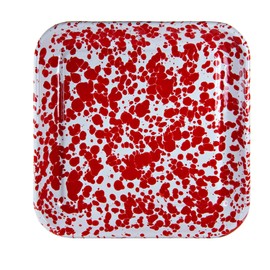 Golden Rabbit Enamelware - Set of 2 - Square Trays (Red Swirl)