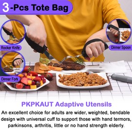 PKPKAUT-Utensilios adaptables para pacientes con Parkinson de edad avanzada, utensilios pesados para temblores en las manos, utensilios para comer Parkinsons para personas discapacitadas, cubiertos pe