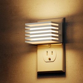 L LOHAS LED Night Lights Plug into Wall, 2 Pack Modern Night Light with Dusk to Dawn Sensor, Dimmable Plug in Night Light, Adjustable Brightness, 3000K Soft White for Bedroom Bathroom Hallway