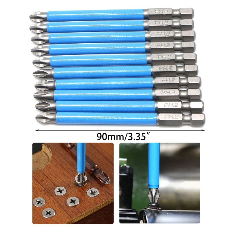 Saipor 10 Pieces 90 mm Cross Long Screwdriver Bit Set,